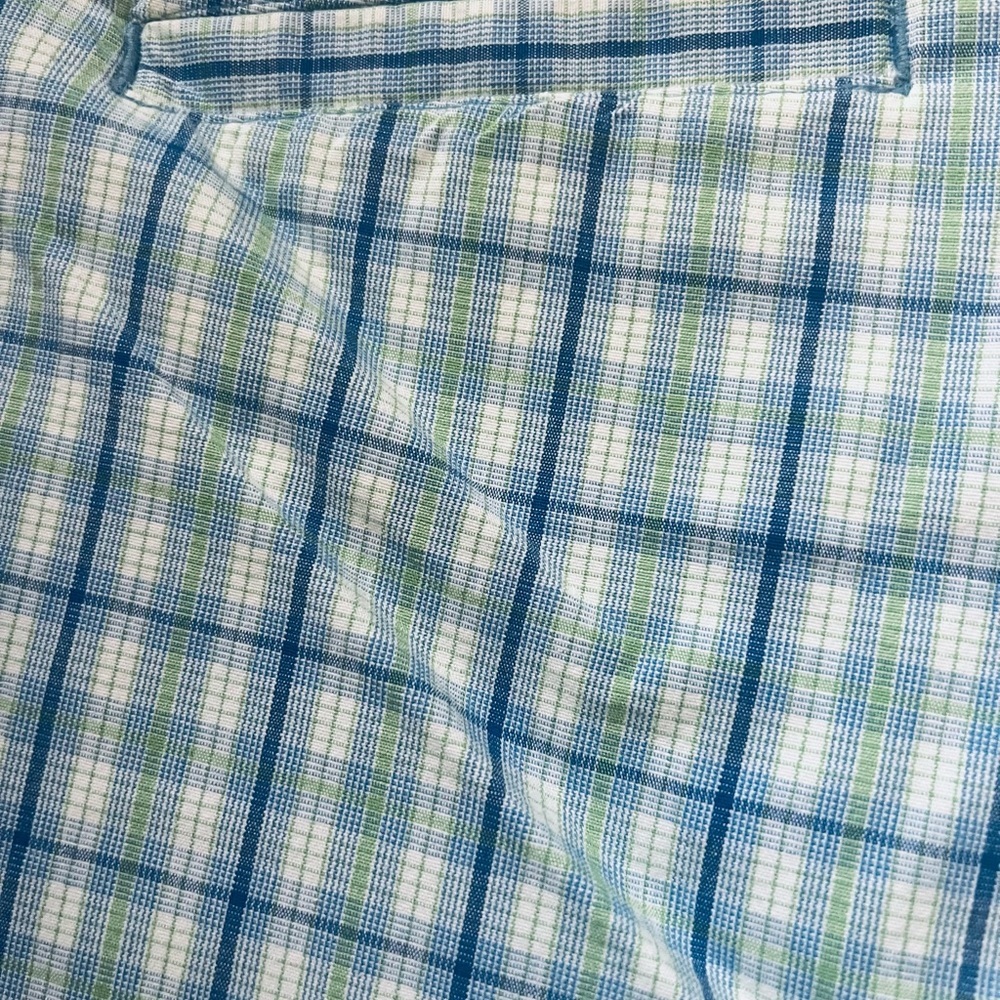 Mountain Lake Blue Green Plaid Bermuda Shorts Womens 12 Cotton Stretch Golf - Picture 4 of 4